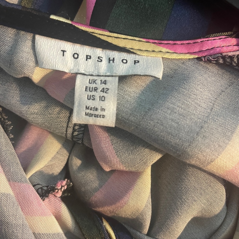 Top shop STRIPE PRINT MINI DRESS WITH TIE FRONT IN MULTI size 10 NWT - Picture 6 of 7